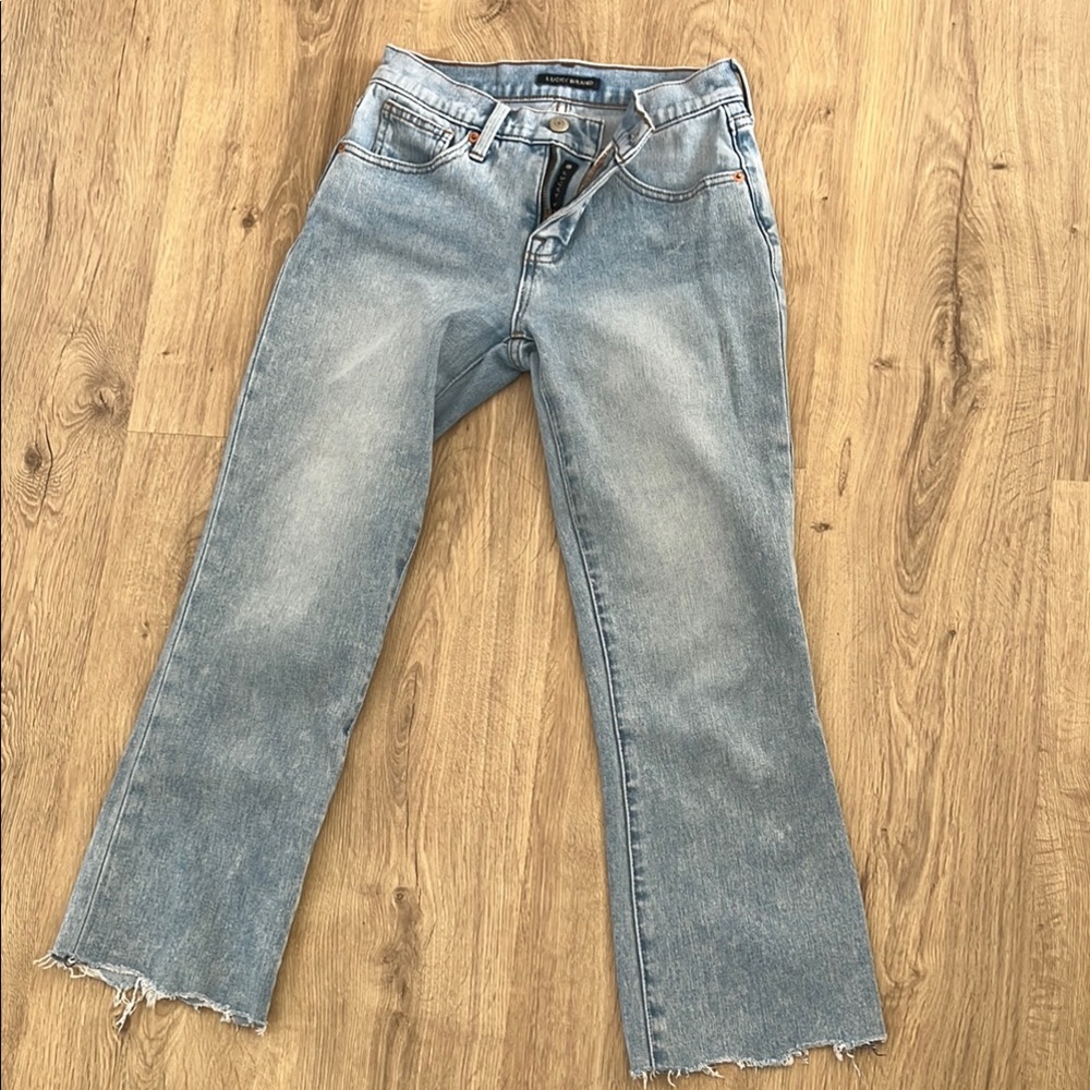 Lucky Brand Blue Ankle Cropped Jeans with Distressed Hem